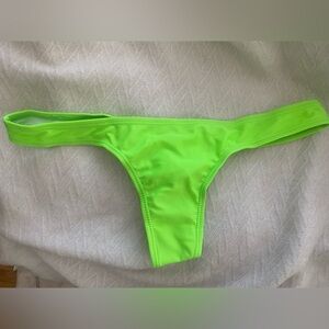 Neon Green Brazilian Bikini Bottom | V-Cut Ruched Cheeky Thong